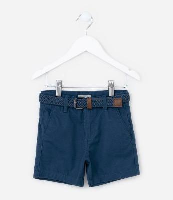 Bermuda Infantil em Sarja com Cinto - Tam 1 a 4 Anos
