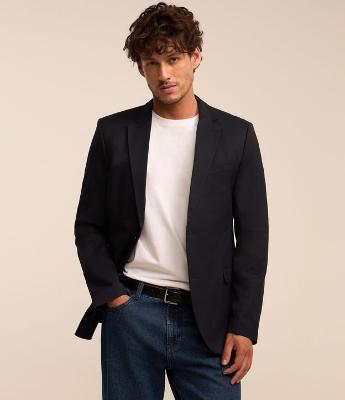 Paletó Básico em Tricoline Gola em V com Lapela