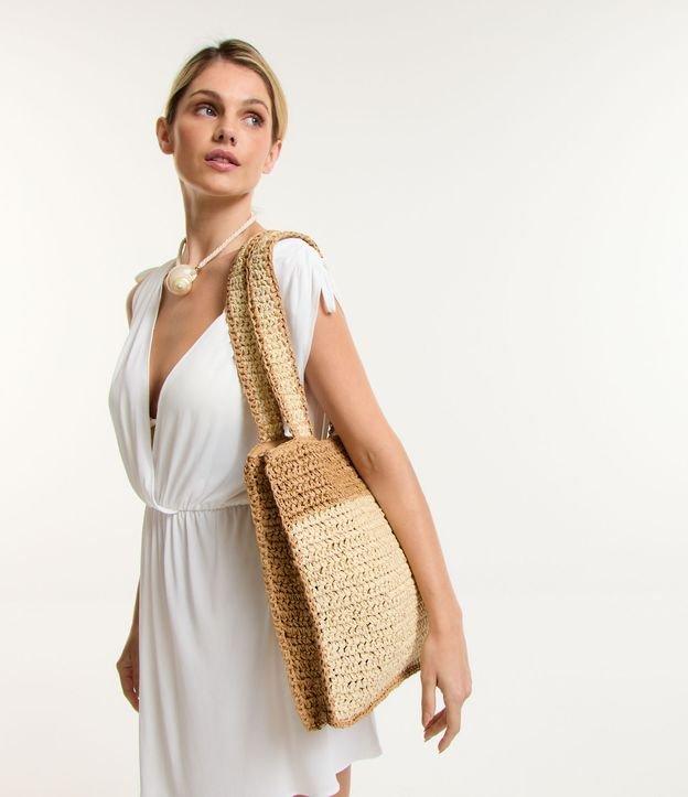 Bolsa de Praia Média com Detalhe Bicolor - 1