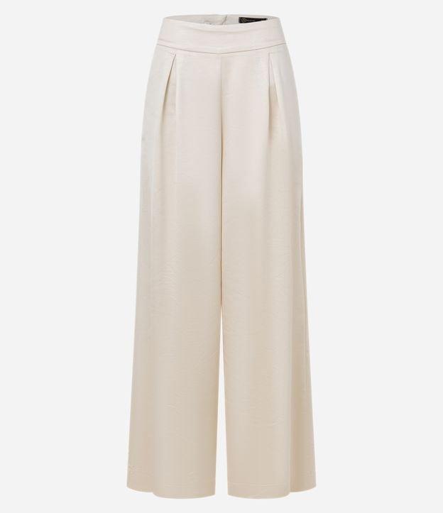Calça Pantalona Acetinada com Pregas - 1