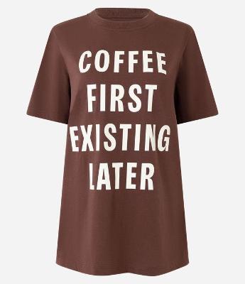 Camiseta Alongada em Algodão com Estampa em Lettering