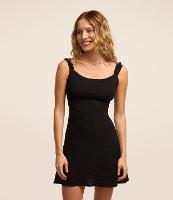 Vestido Curto em Crepe Enrugadinho e Zíper Lateral - 1