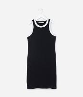 Vestido Infantil Canelado com Viés Contrastante - Tam 7 a 14 Anos - 1