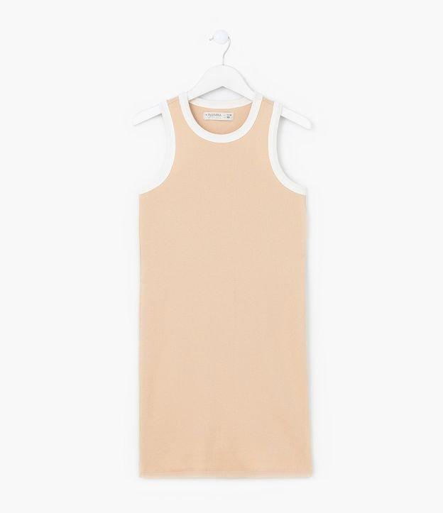 Vestido Infantil Canelado com Viés Contrastante - Tam 7 a 14 Anos - 1