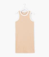 Vestido Infantil Canelado com Viés Contrastante - Tam 7 a 14 Anos - 1