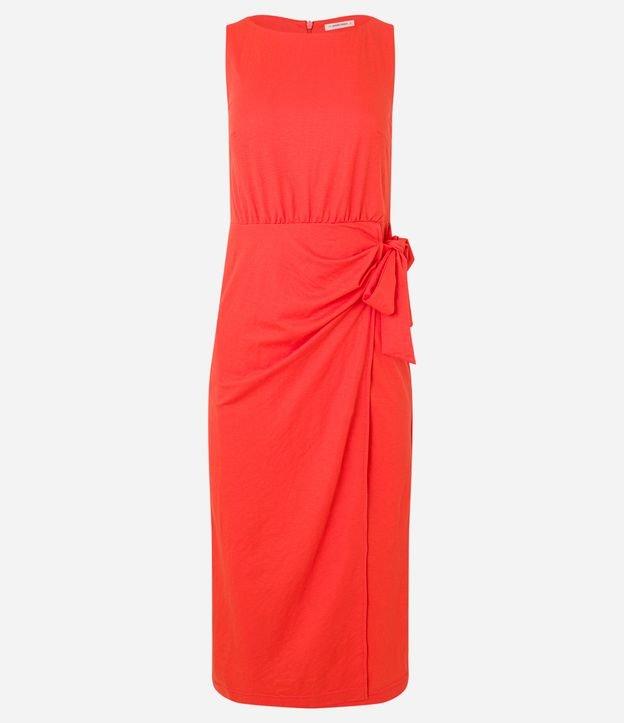 Vestido Evasê New Midi em Piquê com Amarração Lateral - 1