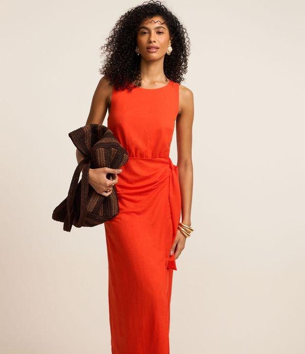 Vestido Evasê New Midi em Piquê com Amarração Lateral - 3