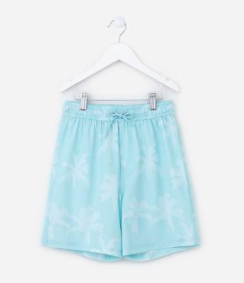 Bermuda Infantil com Estampa Coqueiros - Tam 5 a 14 Anos