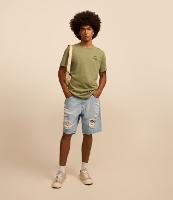 Bermuda Slim em Jeans Denim Destroyed e Barra a Fio - 2