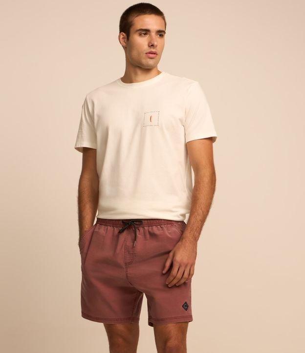 Bermuda em Microfibra Textura Lavada e Cós Elástico - 1