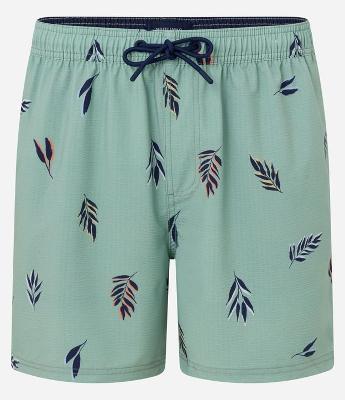 Bermuda em Microfibra com Estampa de Folhas