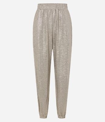 Calça Aladim com Elástico no Cós e Fio Metalizado