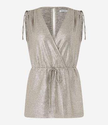 Blusa Sem Manga com Amarração e Fio Metalizado