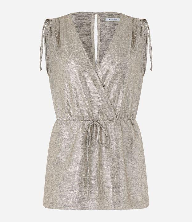 Blusa Sem Manga com Amarração e Fio Metalizado - 1