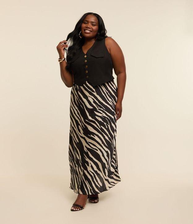 Saia Longa Acetinada Animal Print Curve & Plus Size - 3