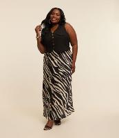 Saia Longa Acetinada Animal Print Curve & Plus Size - 3