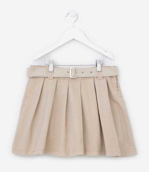 Saia Infantil em Sarja com Pregas e Cinto - Tam 5 a 14 Anos - 1