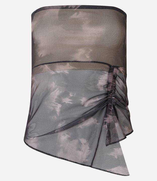 Blusa em Tule Abstrata com Barra Assimétrica - 1