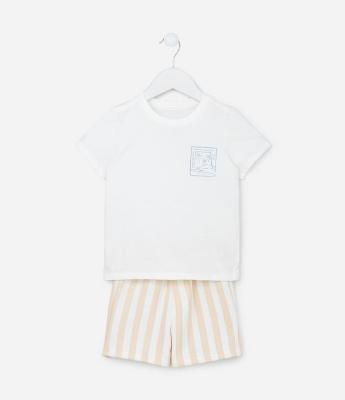 Conjunto Infantil com Estampa Listrada - Tam 1 a 5 Anos