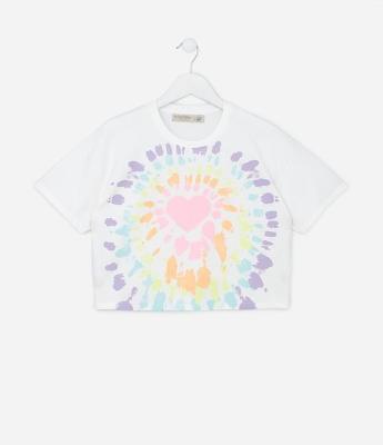 Camiseta Curta Infantil com Estampa Tie Dye - Tam 5 a 14 Anos