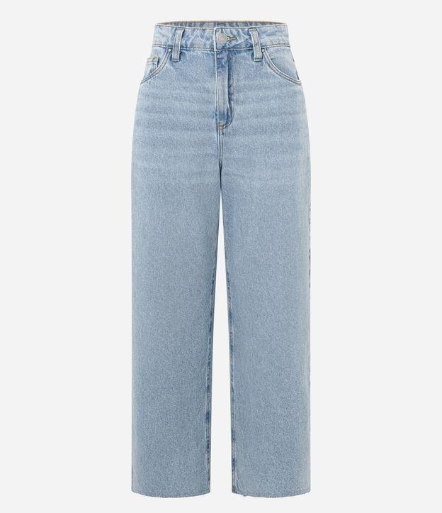 Calça Wide Leg Cropped em Jeans com Barra Cortada - 1