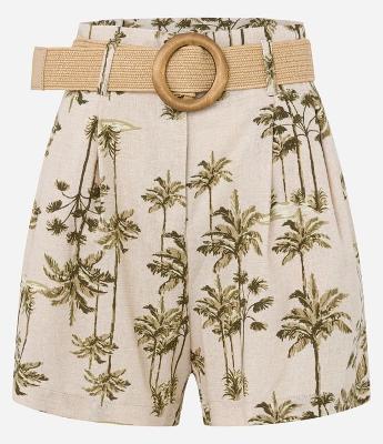 Short Clochard com Cinto e Estampa Coqueiros