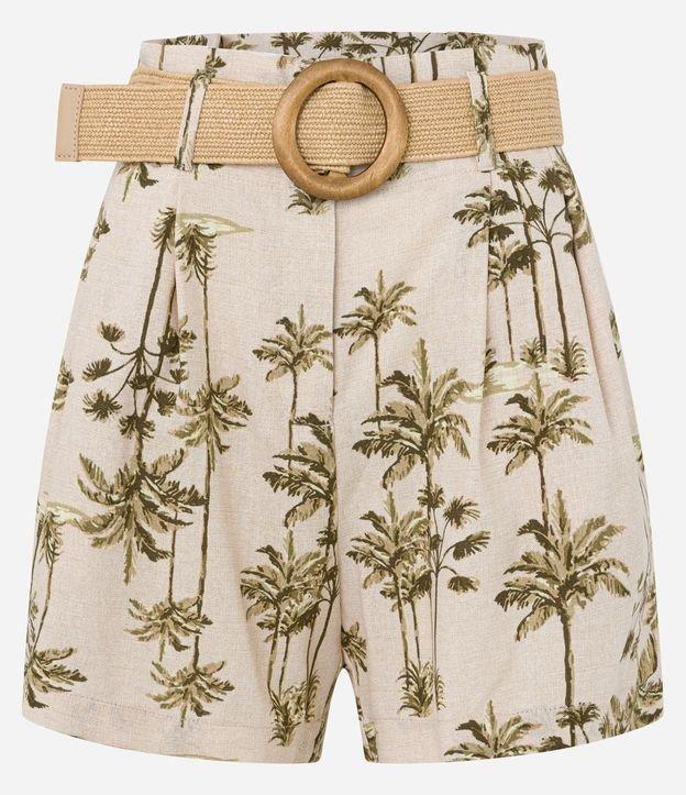 Short Clochard com Cinto e Estampa Coqueiros - 1