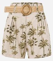 Short Clochard com Cinto e Estampa Coqueiros - 1