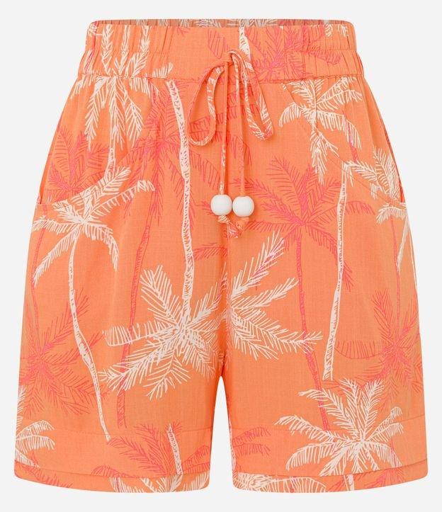 Short Cintura Alta em Viscose com Coqueiros Estampados - 1