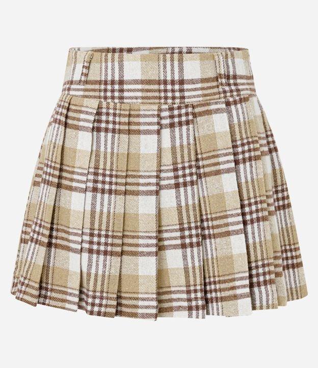 Saia Curta em Flanela Xadrez Plissada - 1