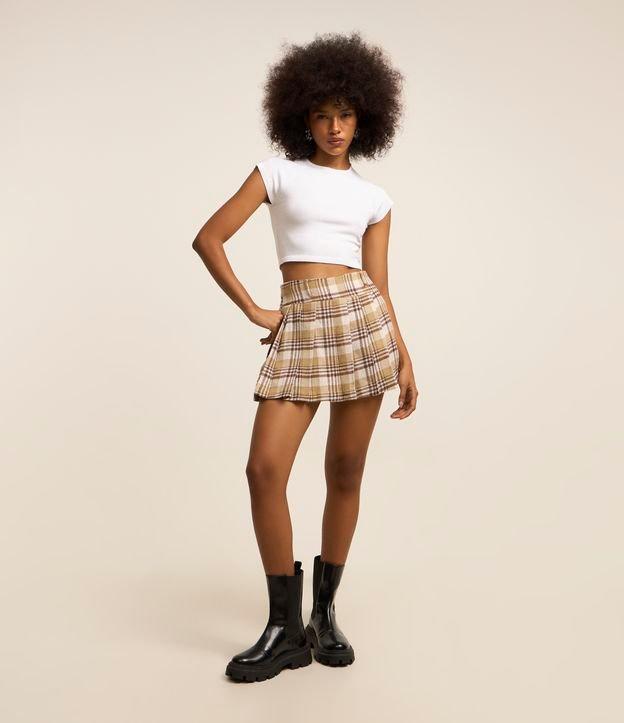Saia Curta em Flanela Xadrez Plissada - 3