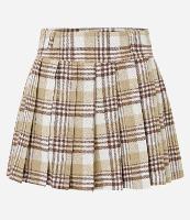 Saia Curta em Flanela Xadrez Plissada - 1