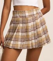 Saia Curta em Flanela Xadrez Plissada - 2