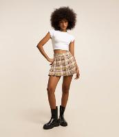 Saia Curta em Flanela Xadrez Plissada - 3