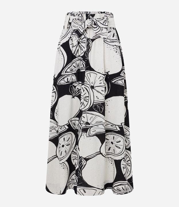 Saia Midi Evasê em Viscolinho com Faixa para Amarração - 1