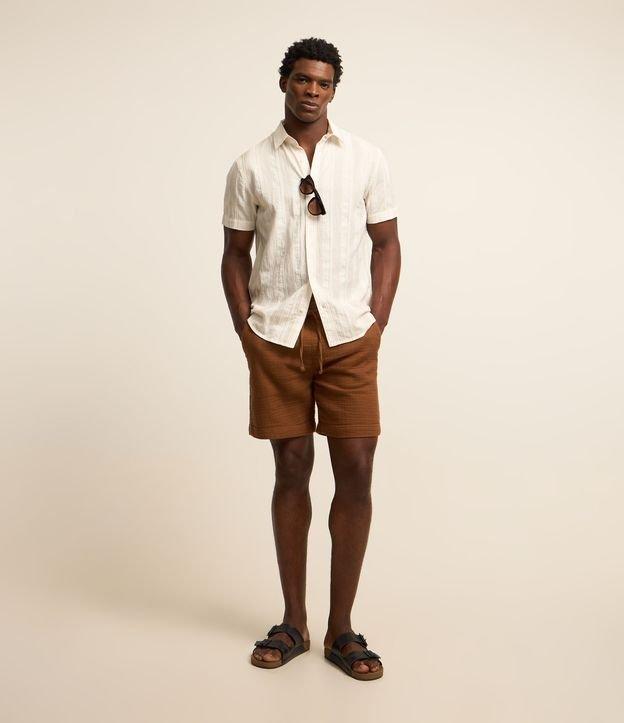 Bermuda em Algodão com Textura e Cós Elástico - 1