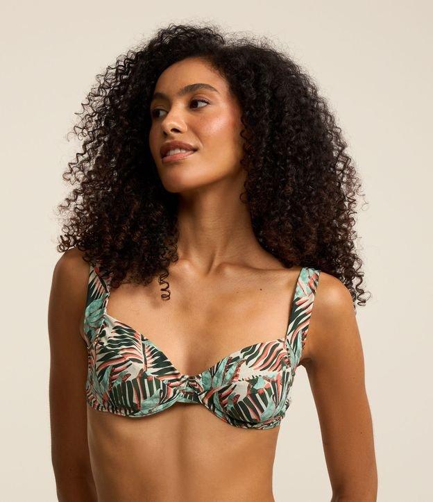 Biquíni Top Meia Taça em Microfibra com Folhagens Estampados - 2