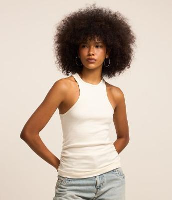 Blusa Regata em Ribana com Drapeado Lateral