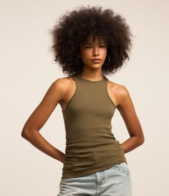 Blusa Regata em Ribana com Drapeado Lateral