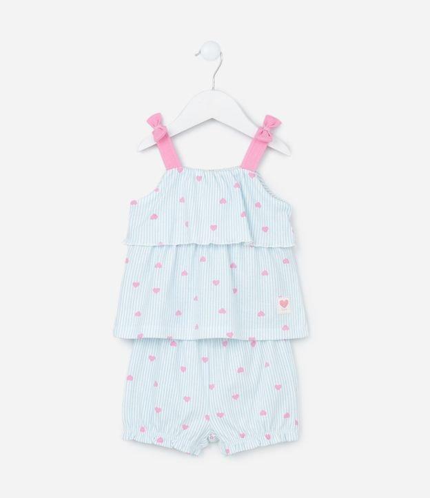 Conjunto Infantil com Babados e Estampa Corações - Tam 0 a 18 meses - 1