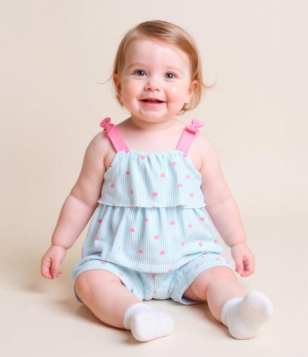 Conjunto Infantil com Babados e Estampa Corações - Tam 0 a 18 meses - 2