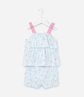 Conjunto Infantil com Babados e Estampa Corações - Tam 0 a 18 meses - 1