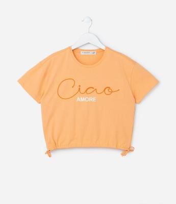 Blusa Curta Infantil com Bordado Ciao - Tam 5 a 14 Anos