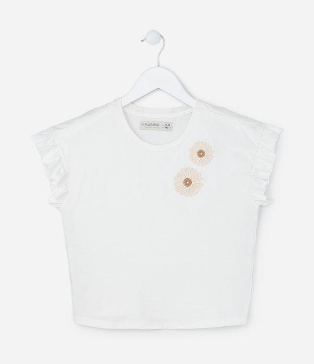 Blusa Infantil com Bordado de Florzinhas e Babados - Tam 5 a 14 Anos - 1