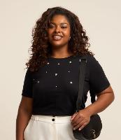 Blusa em Algodão com Pérolas e Strass Curve & Plus Size - 2