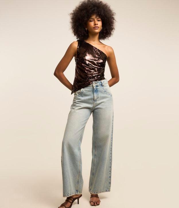 Blusa em Paetê com Decote Ombro Só - 2