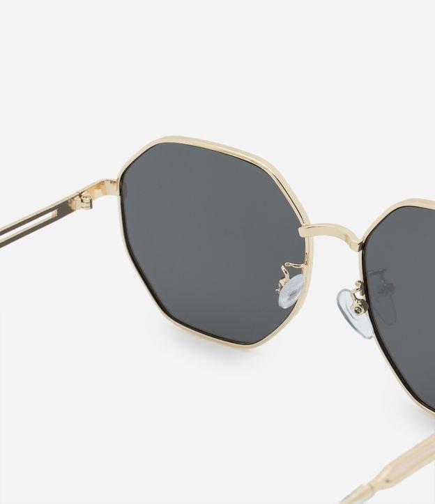 Óculos de Sol Quadrado Geométrico Grande em Metal com Lente Fume - 1