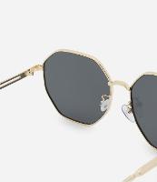 Óculos de Sol Quadrado Geométrico Grande em Metal com Lente Fume - 1