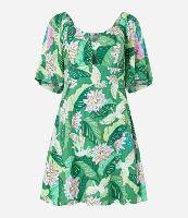 Vestido Curto em Viscose com Manga Evasê e Estampa Garças - 1