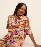 Camisa em Viscose com Pregas e Estampa de Frutas - 2